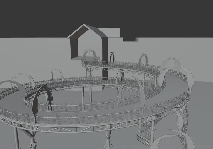 City Bridge concept render — lounge layout and light lines