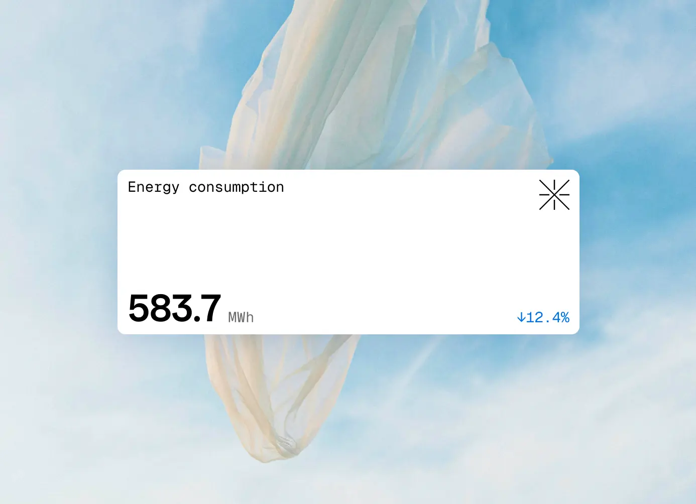 A monitoring card showing live operational data, resting on light fabric