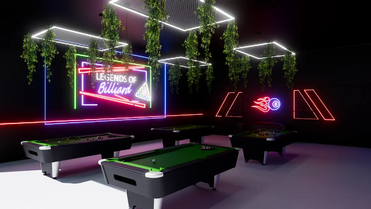 Lounge area with programmable accent lighting