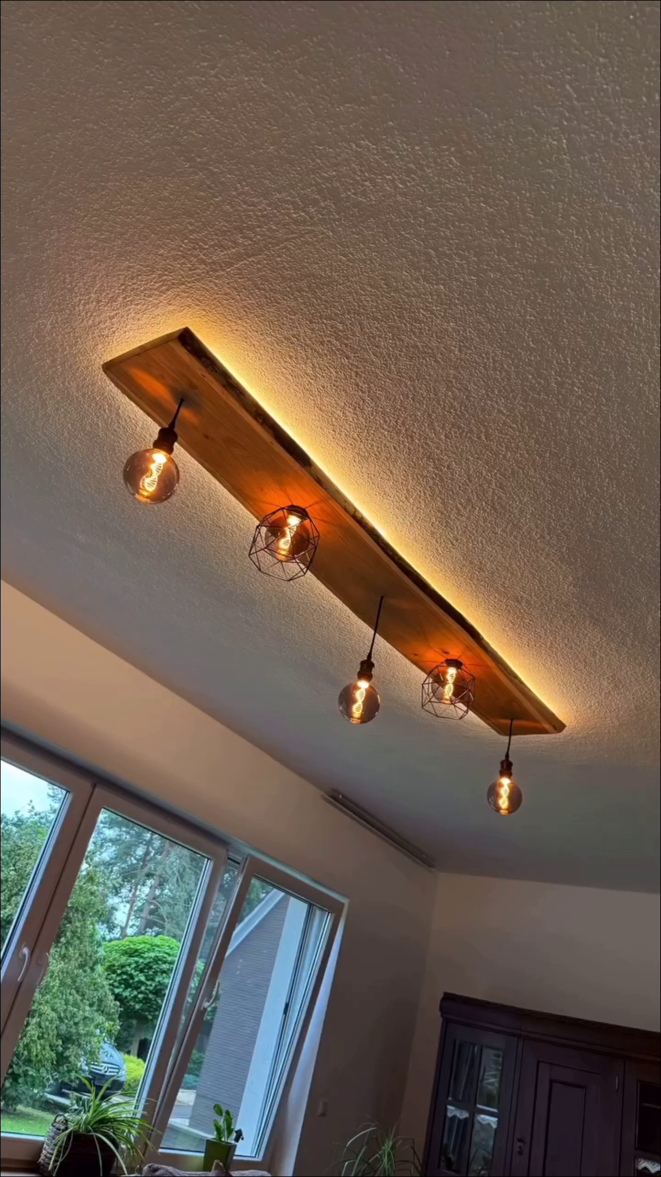 Rustic reclaimed wood ceiling light fixture